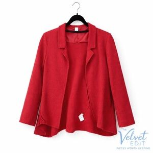 CAbi Structured Red Knit Blazer | Tailored Career Jacket | Classic